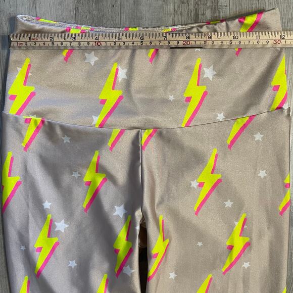 Goldsheep Nude Neon Bolts Leggings size Medium - Picture 5 of 15